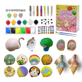 LIHBCAIYI Seashell Painting Kit Glow in Dark Rock Drawing Conch Shell DIY Creative Craft Art Activity Party Gift Toys for Age 6,7,8,9,10,11,12 Year Old 6-12 Kids for Boys and Girls