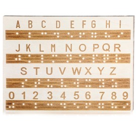 Braille Alphabet Board, Wooden Braille Fingerboard with Raised Dots Braille Alphabet Chart Numbers Board for Visually Impaired Blind Beginners Teaching Aid