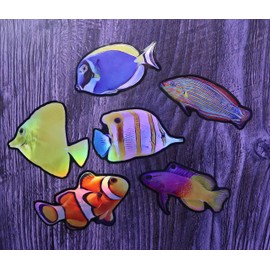 Aquatic Planet Reef Tank Fish Stickers Holographic Shiny Corals for Luggage Laptop Water Bottle