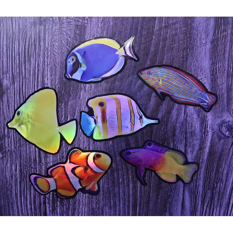 Aquatic Planet Reef Tank Fish Stickers Holographic Shiny Corals for