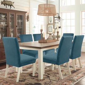 CYCMACO Velvet Chair Covers, Set of 4, Stretch Chair Covers, Swing Chair Covers, Covers for High-Backed Chairs, Scratch-Resistant, Universal Chair Cover, Washable, Peacock Blue