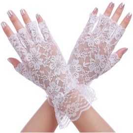 AGITATESAND Half Finger Lace Tulle Gloves - Sunblock Wedding Bridal Tea Party Opera Prom Accessories