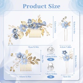 16PCS Bridal Hair Comb Set with Decorative Flower Hair Pins, Elegant Wedding Hair Accessories for Women, Spiral Pearl Hair Decorations for Brides Bridesmaids Wedding Guest