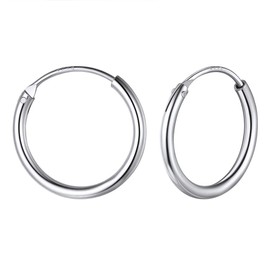 925 Sterling Silver Tube Hoop Earrings 15mm Wedding Bridal Jewelry platinum Plated Lightweight Small Sleeper Hoop Earrings for Women