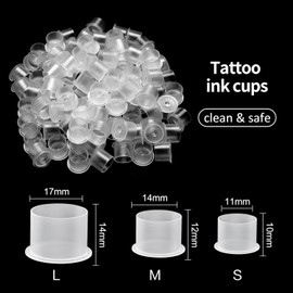 1000pcs Tattoo Caps Cups, Rayyl Large Ink Caps Disposable Tattoo Ink Cups with Base Clear Plastic Pigment Caps Cups for Tattoo Ink and Pigment (17mm)