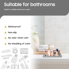 Mriluvy Vanity and Bathroom Tray, 7.7" ABS Countertop Organizer,Waterproof Vanity Tray for Toilet Tank,Perfume,Soap,Keys,Bathroom Accessories,Kitchen and Bath Trays,Non Slip Small Trays,Gray,2 Pack