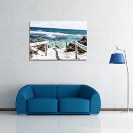 DZL Art S74281 Rottnest Island Beach Seascape Painting Sea Nature Pictures Wall Art Canvas Prints Painting Ready to Hang for Living Room Bedroom Decor Office Wall Decor Home Decoration