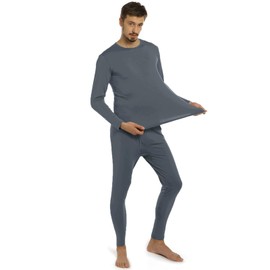 ViCherub Thermal Underwear for Men Fleece Lined Long Johns Thermals Top and Bottom Set Base Layer for Cold Weather Charcoal S