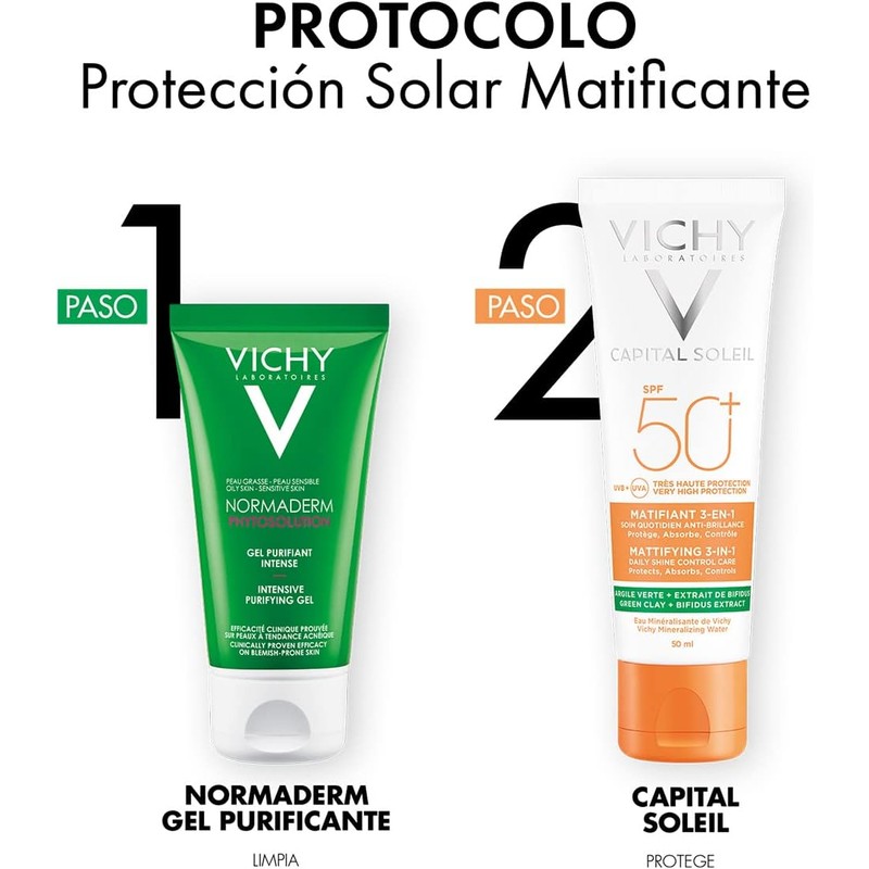 KIT CAPITAL SOLEIL PROTECCIÓN SOLAR ROSTRO MATIFICANTE+GEL LIMPIADOR VERANO 23