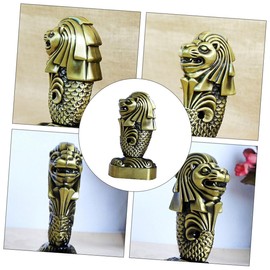 ULTECHNOVO 1Pc Creative Merlion Statue Decorative Bronze Metal Artware for Home Ornament Unique Household Adornment for Living Room Bedroom Study