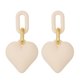 RUOFFETA Acrylic Heart Earrings, Heart Drop & Dangle Earrings Love Earrings for Women(Cream White)