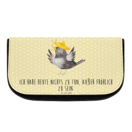 Mr. & Mrs. Panda Raven with Sombrero Cosmetic Bag, yellow, Hand Drawn