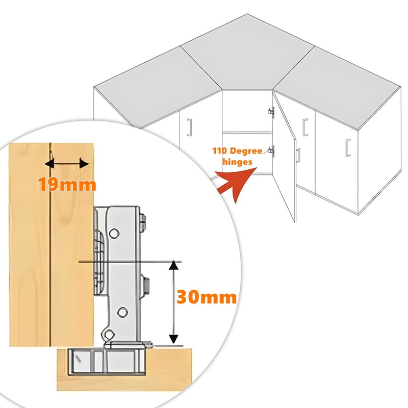 TamBee 110 Degree Hinges Frameless Cabinet Hinges Hydraulic Adjustable Mounting