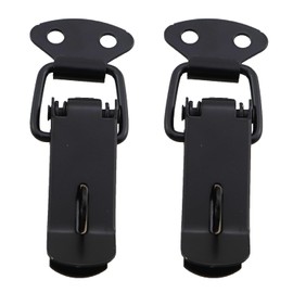 MDXing 2PCS Duckbill Hasp Black 106 Small with Locking Hole Airline Case Hasp Spring Toggle Latch Carabiner Bag Padlock Carabiner for Cabinets Boxes Toolboxes Drawers Cases