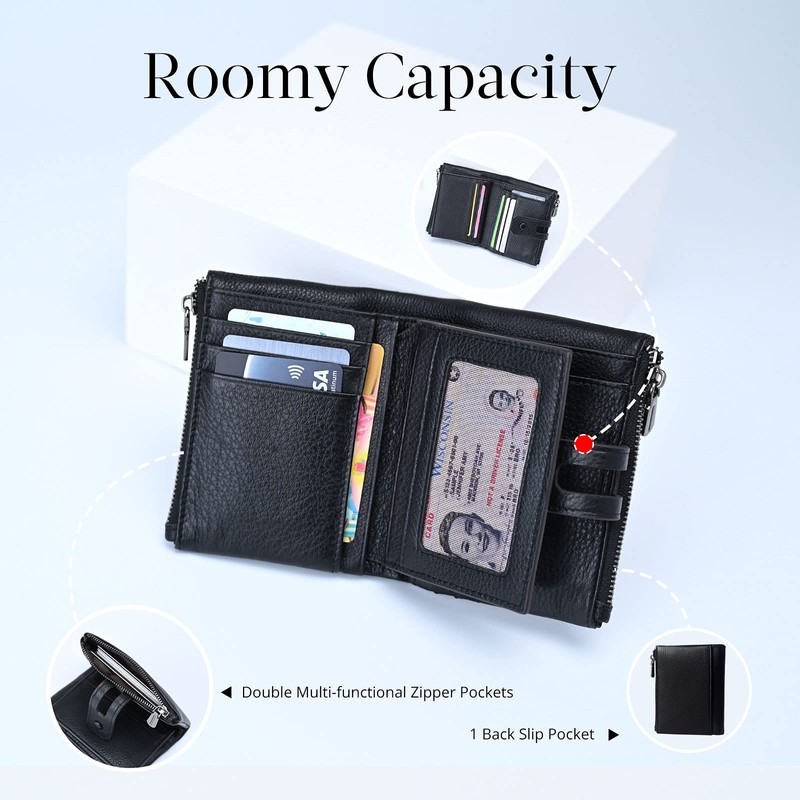 Small Soft Leather Purses for Women, RFID Blocking Women's Credit