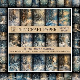 Scrapbook Paper (30 pages 12"x12") Snowy Wilderness: Serene Winter Forest Scenes Capturing The Beauty of Snow-Covered Landscapes FLONZ Vintage Styled Double Sided Paper Pad for Craft Cardmaking