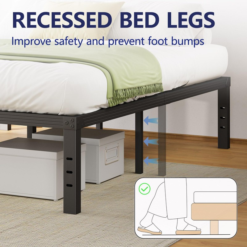 Furnitui 12 Inch High Metal Queen Bed Frame, Platform Bed