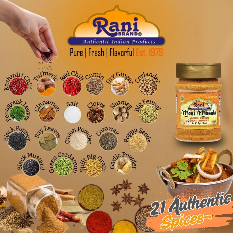 Rani Meat Curry Masala 21-Spice Blend 3oz (85g) PET Jar