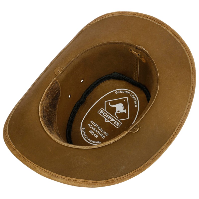 SCIPPIS Irving Leather Hat, Brown, S