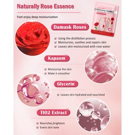 Foot Mask 6 Pairs Callus Removal Foot Exfoliating Foot Mask, Moisturising Foot Mask Socks, Natural & Gentle Foot Care for Dry and Cracked Feet, Rose Foot Care Foot Mask for Men Women