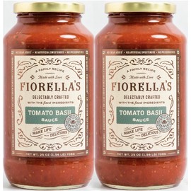 Fiorella's Tomato Basil Pasta Sauce - Tomato Sauce Made with Fresh Ingredients - No Sugar Added, Vegan, Gluten Free, No Preservatives Added, Reduced Sodium, Pasta Sauce, 25 Oz (Pack of 2)