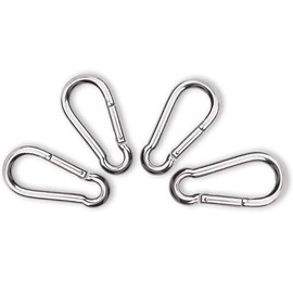 ANSIEDIO 4pcs M8 Carabiner Clip, Heavy Duty 304 Stainless Steel Spring Buckle Hook, Carabiner Keychain Clips for Outdoor, Camping, Hiking, Fishing (Not for Climbing)