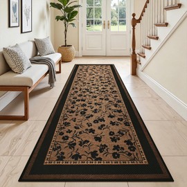 DweIke Easy Jute Non Slip Runner Rug, 2x6 Kitchen Runner Rug Washable Outdoor Rug for Entryway Indoor, Indoor Outdoor Carpet for Hallway Entry Front Door, Brown