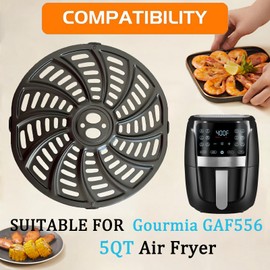 GSZN 5QT Air Fryer Grill Plate for Gourmia GAF536/GAF556/GAF566 Air Fryers, Upgraded Air Fryer Grill Pan Insert Rack Crisper Tray Plate Grate Grid Shelf for Gourmia 5QT Air Fryers, Dishwasher Safe