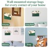 Wall Mount Green Faux Leather PU Leather Mail Holder Letter