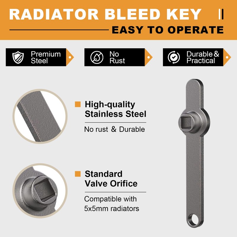 Radiator Cleaning Brush, Includes Bleed Key, Heating Brush Long 125