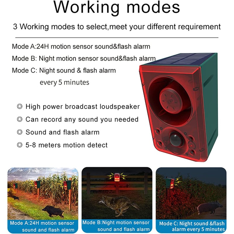 keeda Solar Motion Sensor Alarm 129dB Recording Shed Alarm with