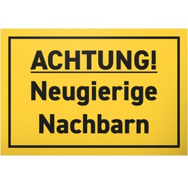 DankeDir! Achtung Curious Neighbours - 30 x 20 cm Sign - Saying Sign Door Sign Birthday Gift Funny Saying - Party Decoration Gift Idea Gift Friends Neighbourhood Party Decoration