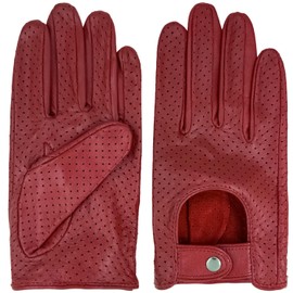 Zjjseloru Womens Elegant Genuine Lambskin Leather Driving Gloves Unlined, Touchscreen, Red, L