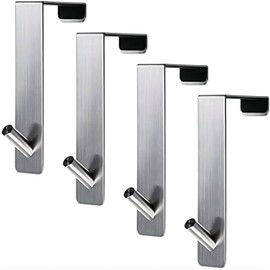 ARTOYS Over The Door Hooks Hanger Rack-4 Pcs-Fits The 1 3/8” Door Widths,No Drilling Towel Coat Hook Stainless Steel 304 - Up to 100lb