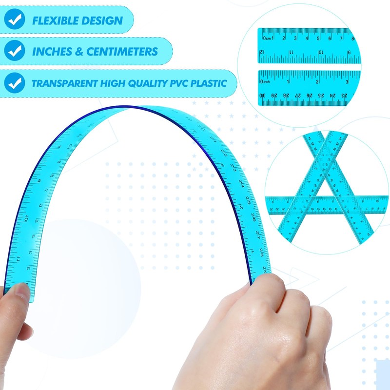 Zonon 2 Pcs 12 Inch Clear Ruler and 6 Inch