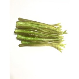 Softy Lure 20 Pcs 4-1/2" Drop Shot Finesse Worms (Scent, Float), Soft Plastic, Bass Fishing Worms (Pumpkin Chartreuse)