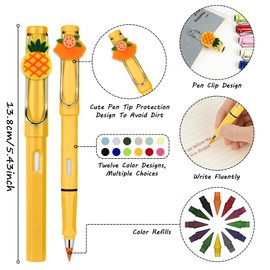 AUAUY 12PCS Colored Everlasting Pencils, Kawaii Infinity Pencils with Eraser and Colored Replacement Nibs, Reusable Inkless Pencil for Writing, Drawing, Students Home Office School Supplies（12 Colors）