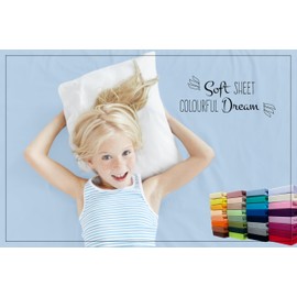 Soft Dream Kinder Baby Bettlaken Spannbettlaken 100% Baumwolle Jersey 90/200 140/200 160/200 180/200 220/200 (Blau, 90 x 200 cm)