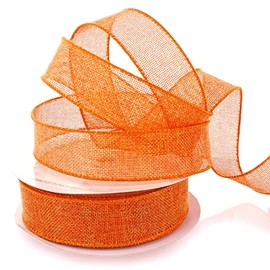 Ribbon Traditions 1.5" Wired Burlap Ribbon Fall Orange 10 Yards