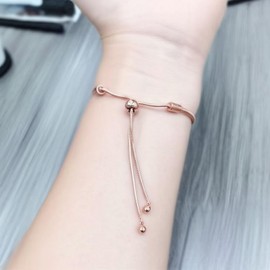 ARICHDUDE Charms Bracelet for Women Men 3mm Snake Chain Bracelet Birthday Christmas DIY Jewelry Gift Adjustable Size(rose gold)