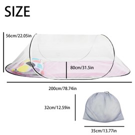 Faltbares Mückennetz Gezippt, Moskitonetz Bett Pop Up 80x200, Ultraleichtes Pop-Up Mückenschutznetz, Tragbares Reise Moskitonetz, Familien Mückenschutznetz Betten, Für Babys Und Erwachsene