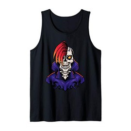 Mens Evil Punk Skull With Red Hair Tank Top