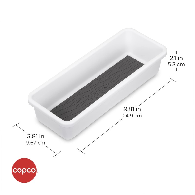 Copco Basics Drawer Organizer, 9.81 x 3.81 x 2.1-Inches, White/Charcoal