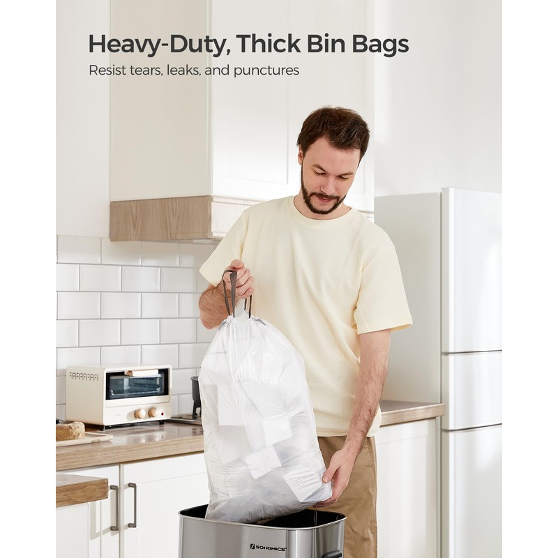 SONGMICS Trash Bags for 4-5.3 Gallon (15-20L) Trash Cans, 80