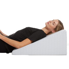 Cooling Wedge Pillow - 10 Inch Bed Wedge Pillow - 24 Inch Wide Incline Support Cushion for Lower Back Pain, Pregnancy, Acid Reflux, GERD, Heartburn, Allergies, Anti Snore – Soft Removable Cover