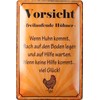 Tin Sign 20 x 30 cm Curved Caution Freilaufende Hens