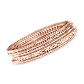 Ross-Simons 18kt Gold Over Sterling Jewelry Set: 5 Textured Bangle Bracelets