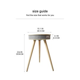 Louis Donné Smart End Table with Bluetooth Speakers, Round Side Table with Wireless Charger, Smart Coffee Table for Outdoor Pool Parties Patio Camping, 360 Degree Premium Sound (Log Color)
