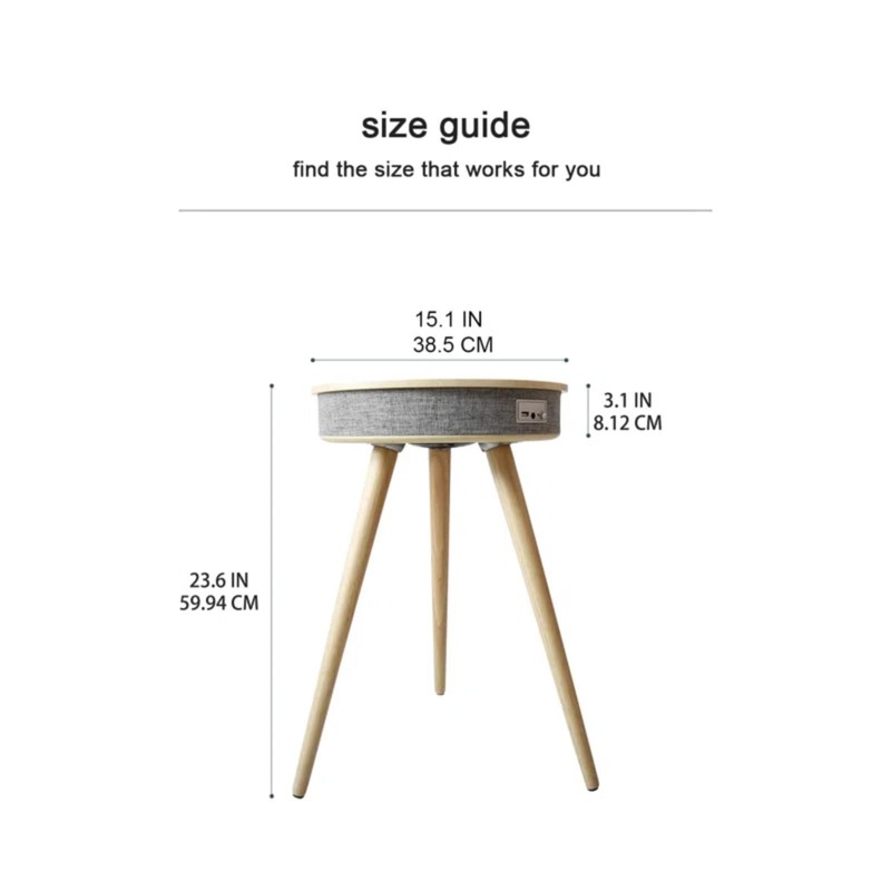 Louis Donné Smart End Table with Bluetooth Speakers, Round Side