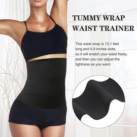 Waist Trainer for Women Lower Belly Fat,Bandage Wrap Sauna Belt Compression Tummy Control Belt, Waist Trainer for Tummy Control Black